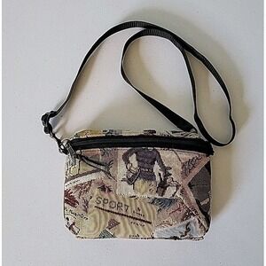 Vintage‎ Tapestry Crossbody Belt Bag Golf Motif 90s Casual Country Club Preppy